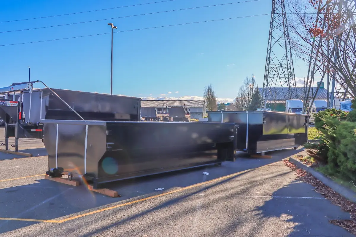 Roll-off dumpster ready for waste disposal at job site for 6 Yard Dumpster Rental in Chesapeake Beach